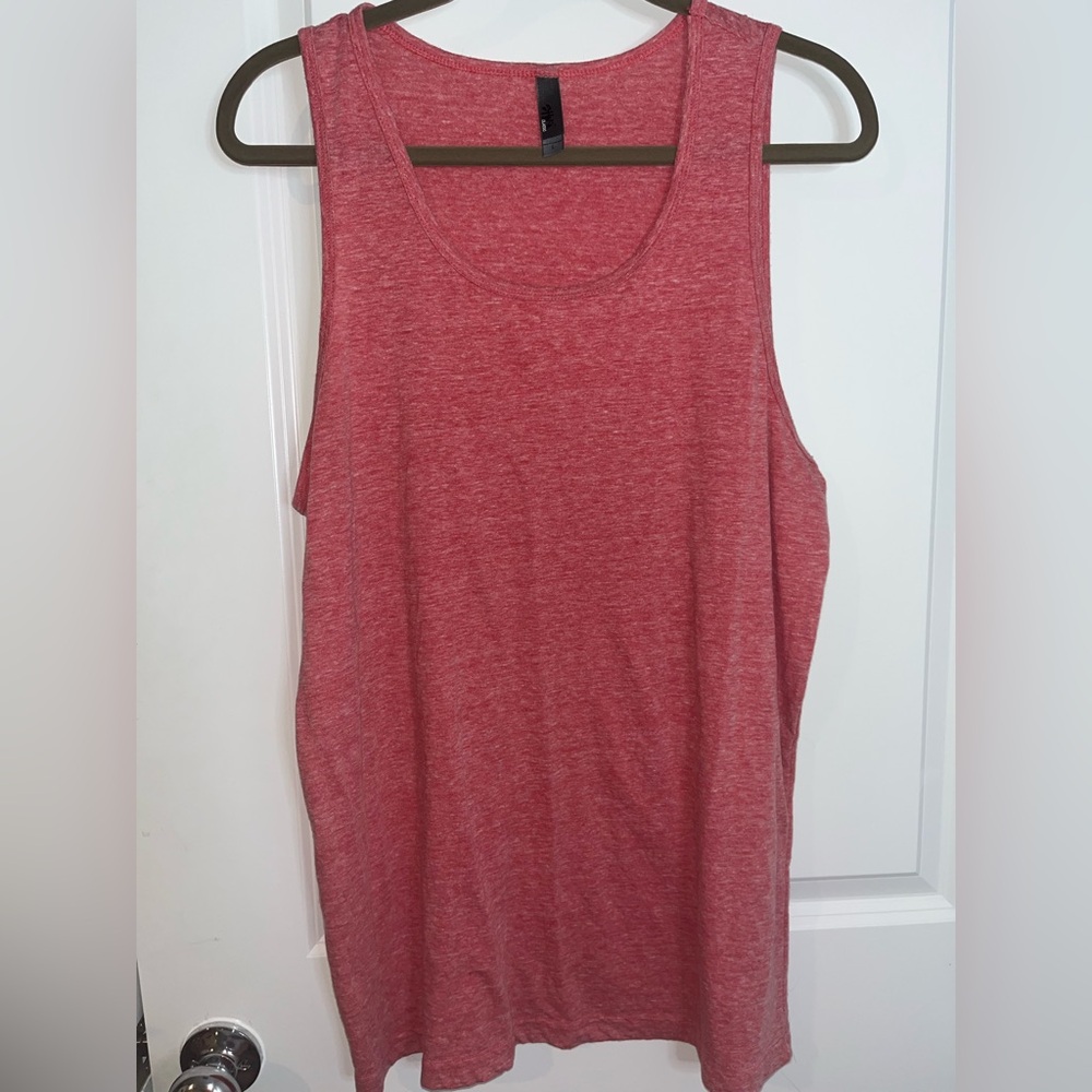 Shaka Classic Unisex Scoop Neck Solid Red Long Relaxed Open Sides Tank Top Sz L